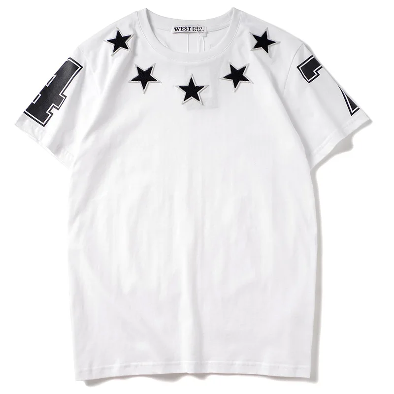 2025 Short Sleeve Tee Shirt Stars Embroidery T Shirts Men Summer Clothes Brand Streetwear O-neck Loose Mens Casual Tshirt Homme