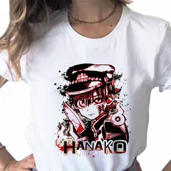 Camiseta con estampado de Anime Hanako Kun para mujer, camisa blanca básica informal con cuello redondo, manga corta, envío directo