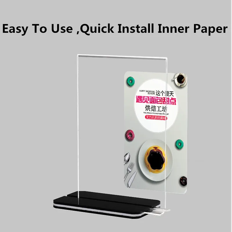 A5 T Shaped Double Sided Acrylic Photo Menu Paper Ad Poster Display Frame Acrylic Sign Holder Stand