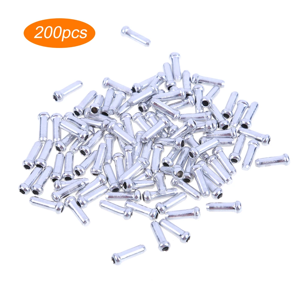 100/200pcs Aluminum Alloy MTB Bike Bicycle Brake Cable Tips Bicycle Brake Shifter Inner Cable Tips Wire End Cap Crimps Sliver