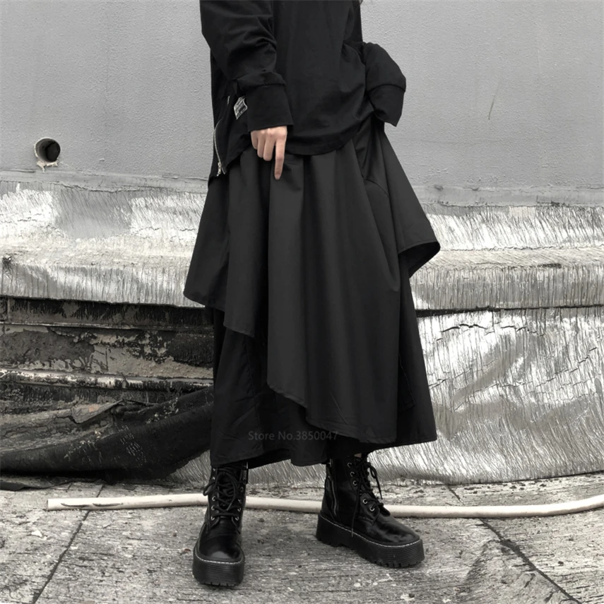 Japanese Style Kimono Harem Pant Haori for Men Women Vintage Loose Joggers Black Cross All-match Wide Leg Samurai Costumes