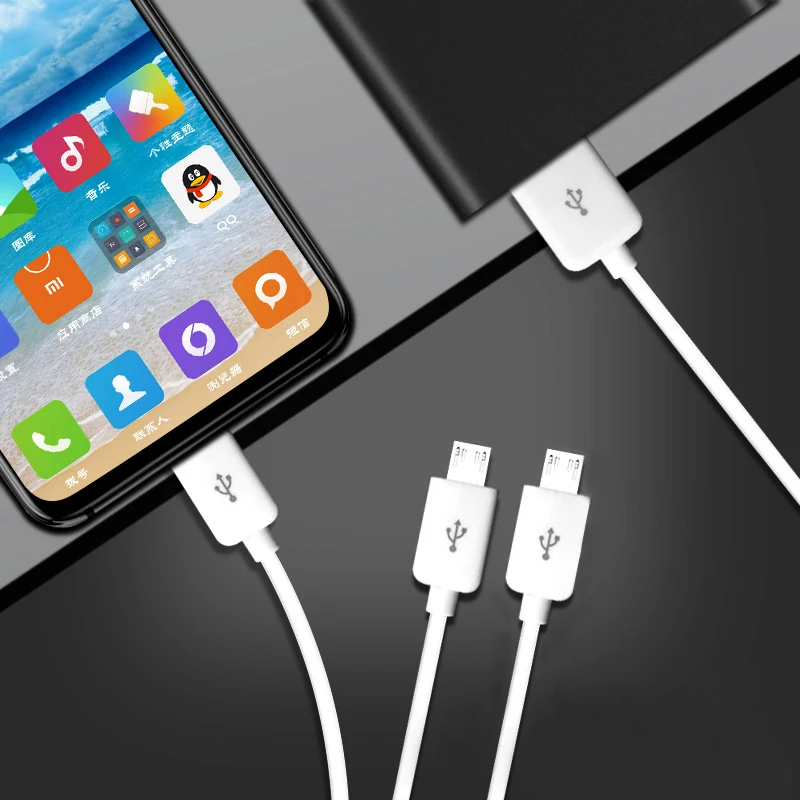 0.25M 1M 2M Dual Micro USB 3 Port Micro USB to USB Splitter Charging Cable For Smartphone Tablet