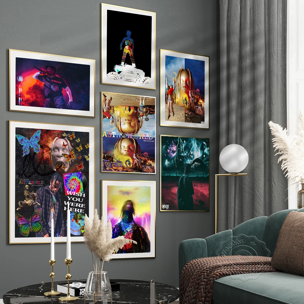 Rapper Singer Star Travis Scott Astroworld Rodeo Posters Rap Music Cover Wall Art Prints Picture Home Decor Canvas Wall Stickers