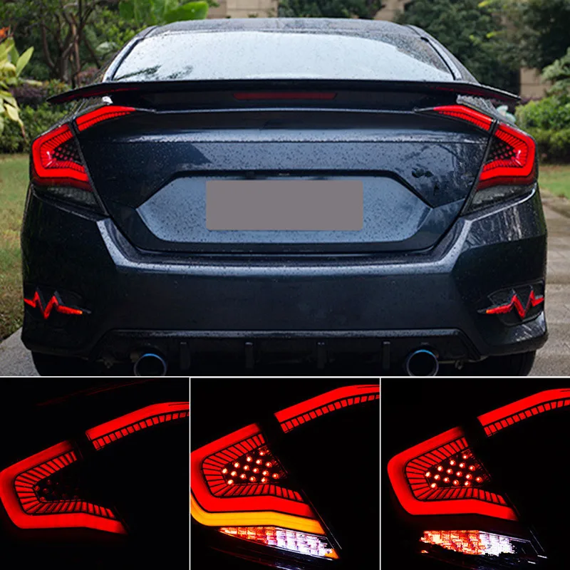 

For 16-20 Honda Tenth Generation Civic Tail Light Assembly Starlight LED Brake Streamer Turn Signal day light