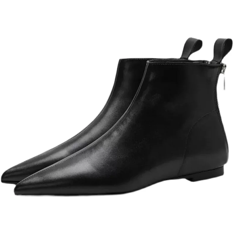 Size 34-41 New Flats Sexy Women Pointed Toe Ankle Boots British Woman Footwear Female Shoes Wedge Boots New Zipper Design Boots