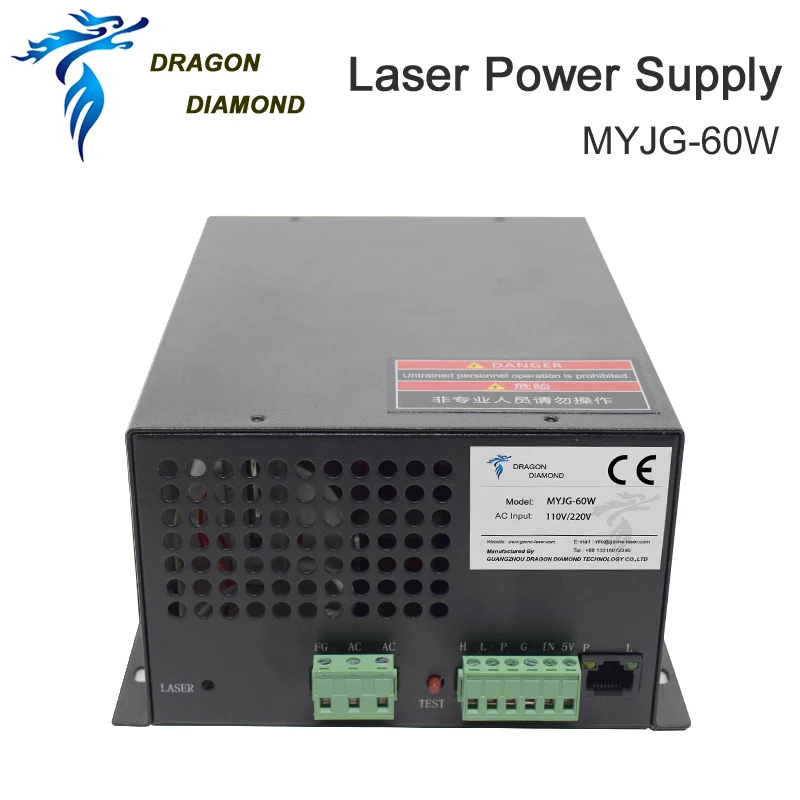MYJG Series 60W Co2 Laser Power Supply 110V/220V For Co2 Laser Engraving and Cutting Machine