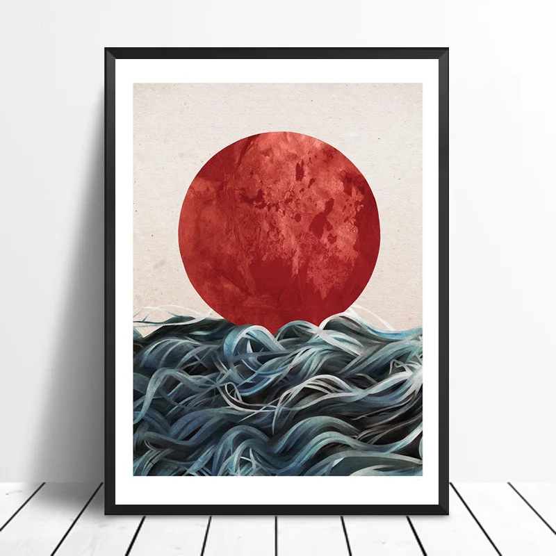 

Abstract Japanese Sunrise Seascape Canvas Paintings Posters and Prints Wall Art Picture for Living Room Home Decoration unframed