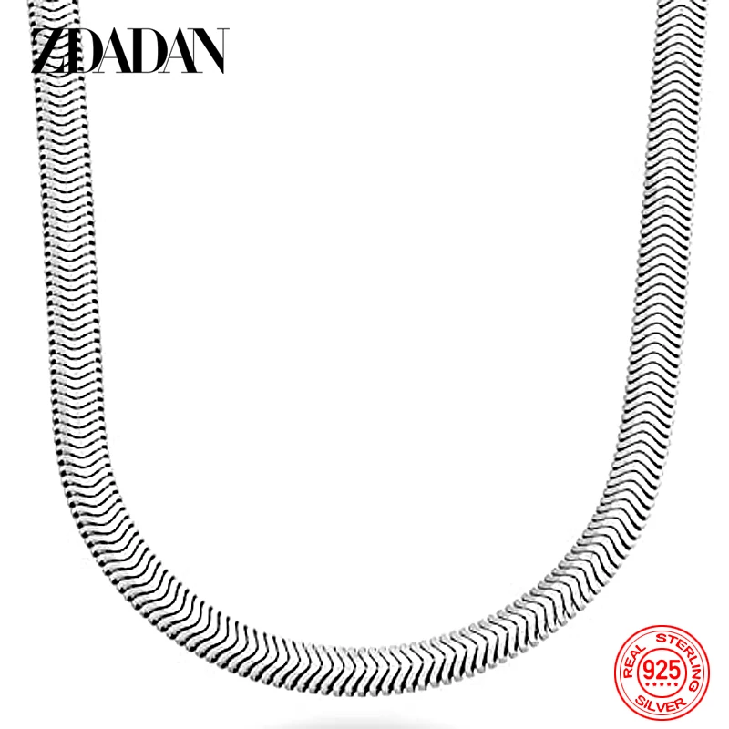 ZDADAN 925 Silver 10MM Snake Chain Necklace For Men Women Fashion Jewelry Gifts