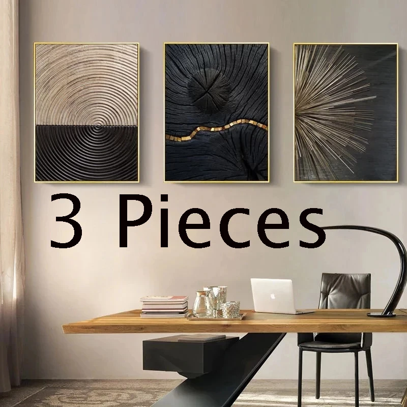 Nordic Wall Picture Decoration 3 Pcs Spiral Wood Grain Painting Abstract No Framework Canvas Prints Home Poster Modular Artwork