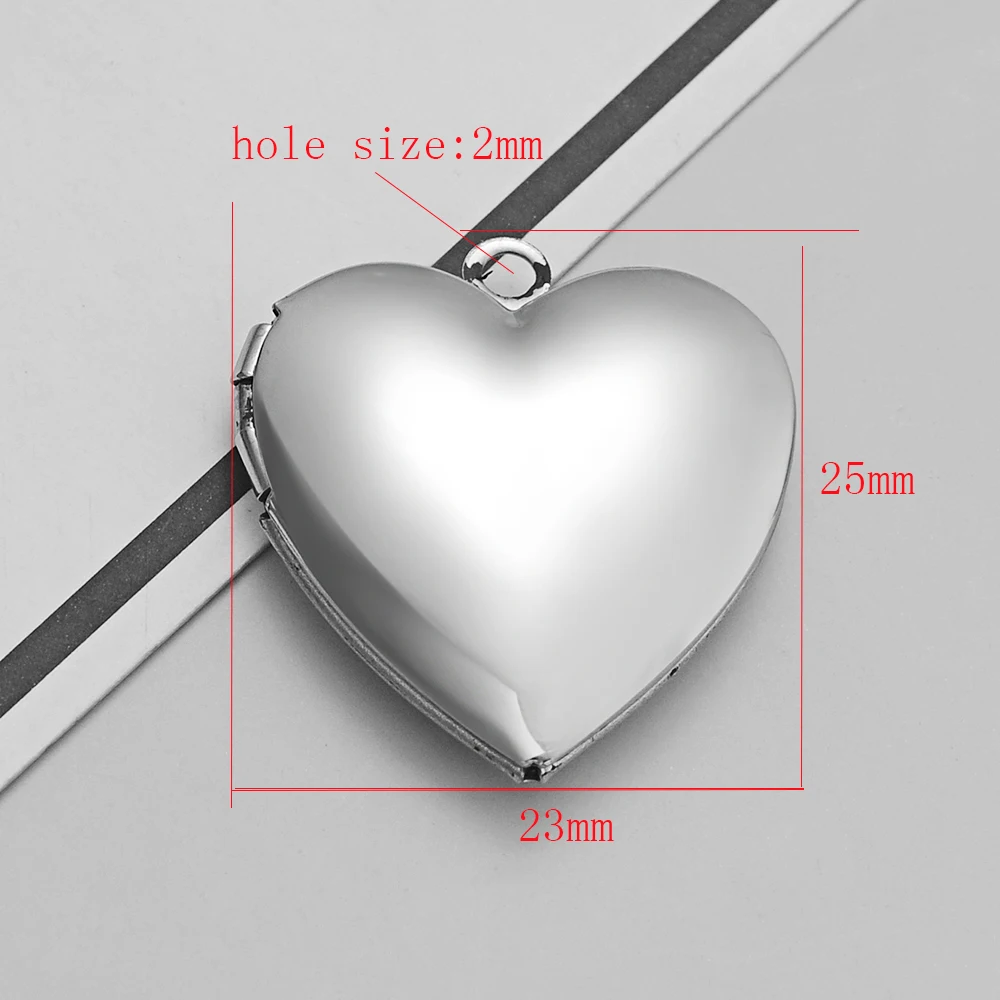 30pcs/Lot Mirror Polished Stainless Steel Heart Shaped Charms Locket Put Photos Can Open for Couple Jewelry Making Gifts