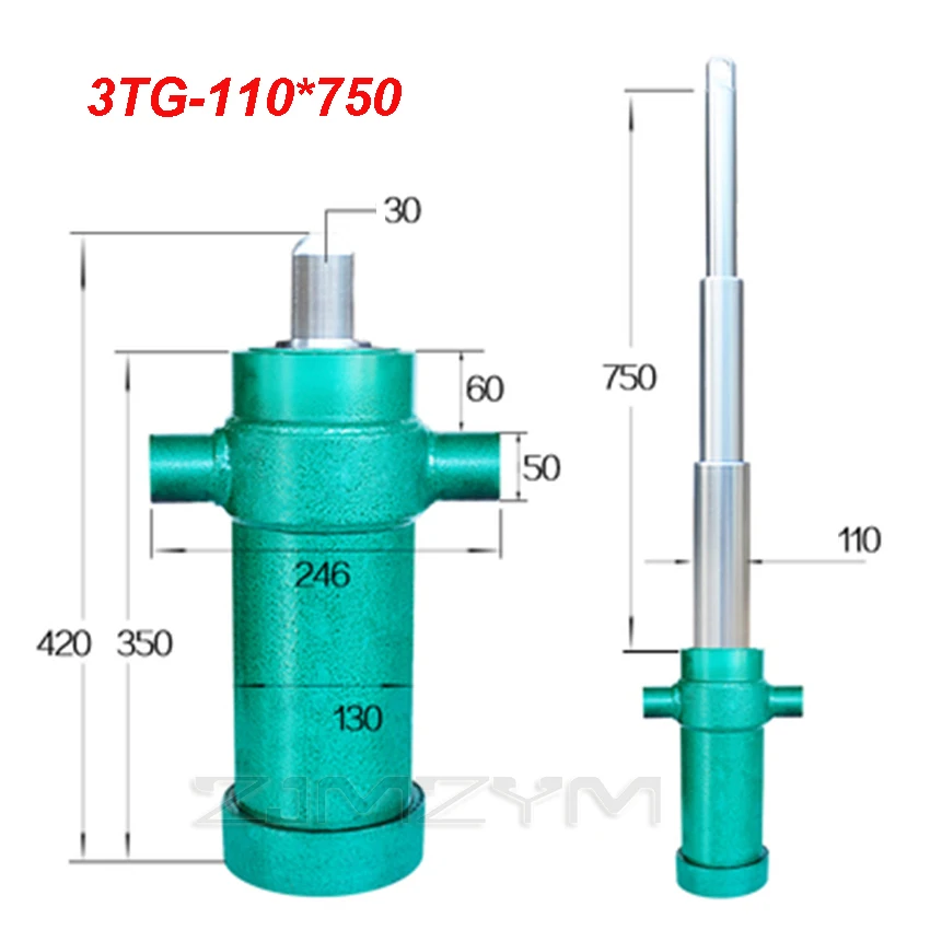 3TG-110*750 Multi-section Sleeve Type Hydraulic Cylinder Hydraulic Tool Heavy Duty Dump Truck  Lifting Top Accessories 750mm