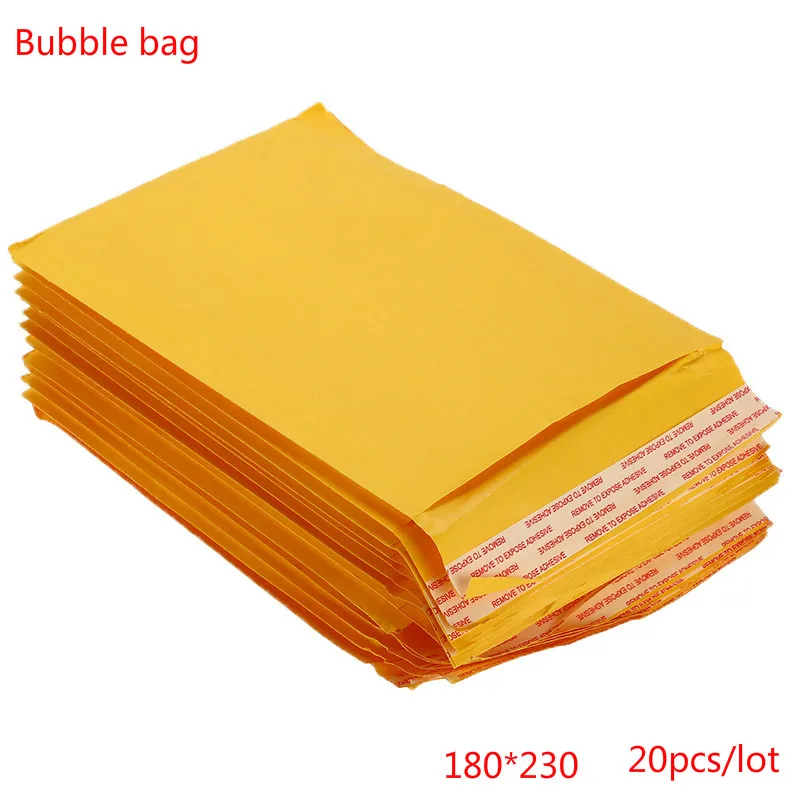 180x230mm 10/20/30/50PCS/Lot Kraft Paper Mailers Padded Shipping Envelope With Bubble Mailing Bag Mailers Bubble Envelopes Bags