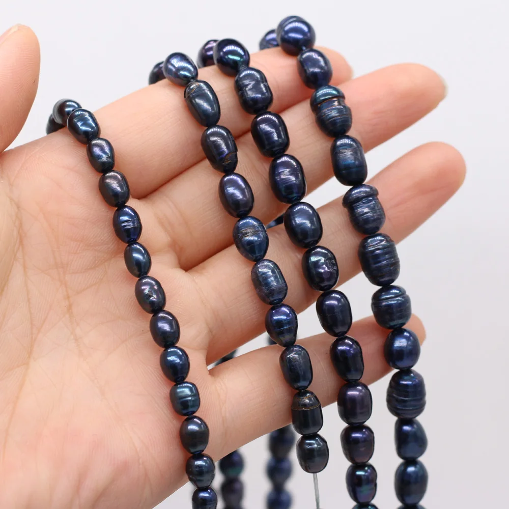 Natural Freshwater Black Pearl Bead Rice Shape High Quality AA Pearl Beaded for Jewelry Making DIY Earring Bracelet Necklace