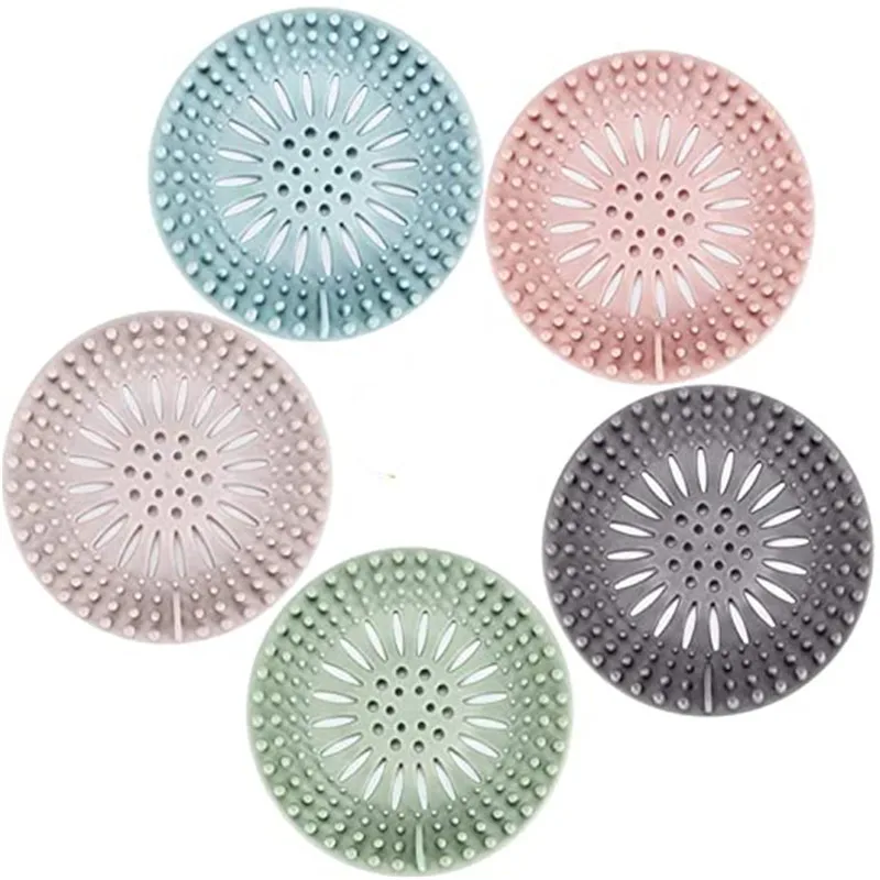 Round Silicone Drain Hair Catcher, Kitchen Sink Strainer Bathroom Shower Bath Stopper Drain Cover Hair Trap, Filter for Kitchen