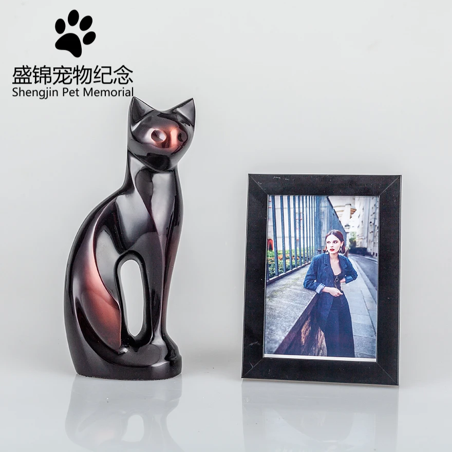 Perfect Memorials Ebony Contemporary Cat Brass Cremation Urn