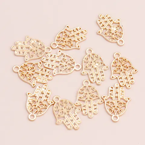 Dijes de mano de Hamsa Vintage para fabricación de joyas, dijes de aleación de Zinc de la suerte de Fátima hechos a mano, 50 piezas