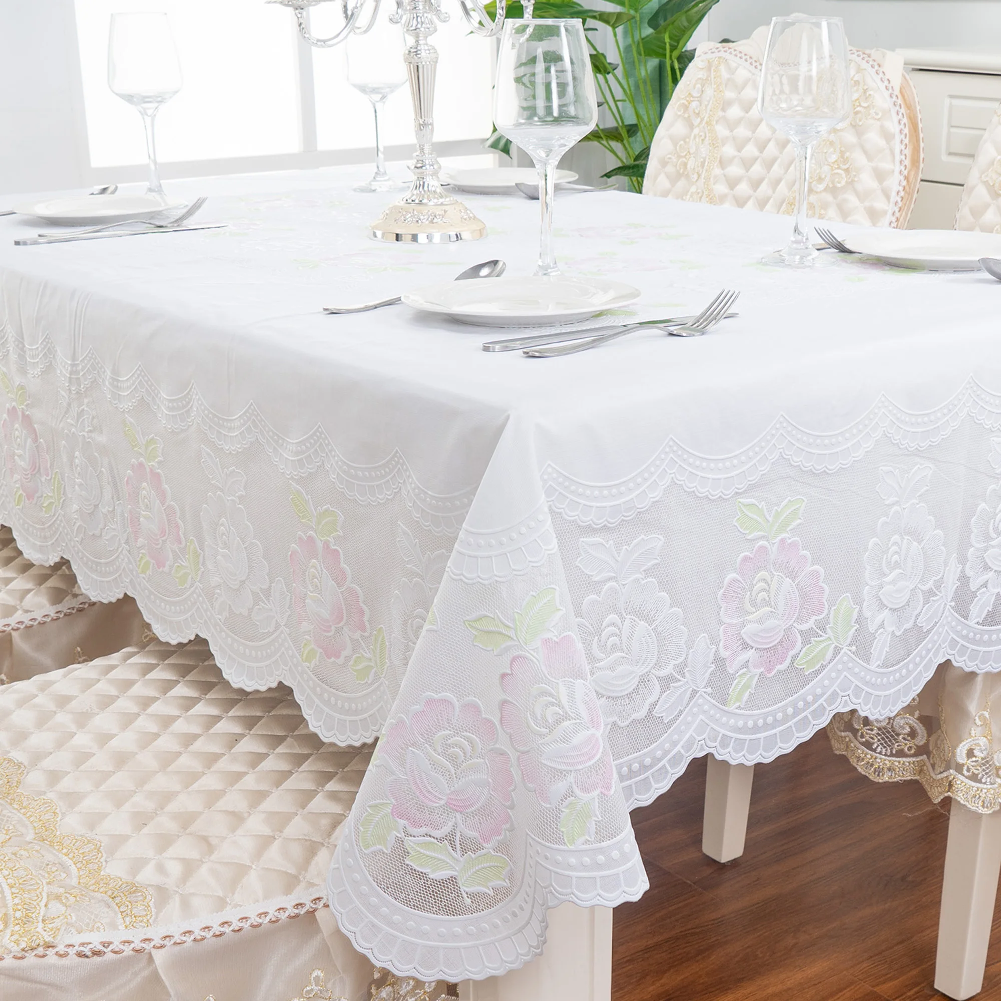 Plastic Tablecloth Waterproof Anti-scald Oil-proof Wash-free TableclothPVC European-style Rectangular Tablecloth Pastoral