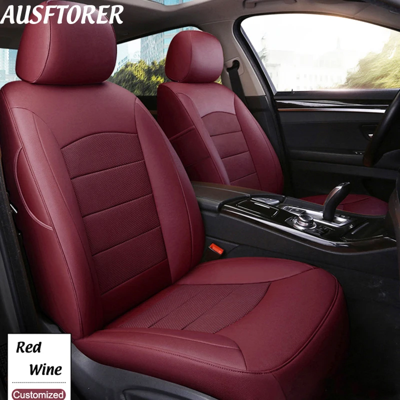 AUSFTORER Cowhide & PVC Leather Covers Seat for Hyundai Veloster Seat Cover Automobile Support Car Cushion Accessories 12PCS/Set