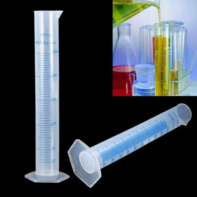 1pcs 25/100/250/500ml Transparent Measuring Cylinder Plastic Graduated Hexagonal Basefor Lab Supplies Laboratory Tools.