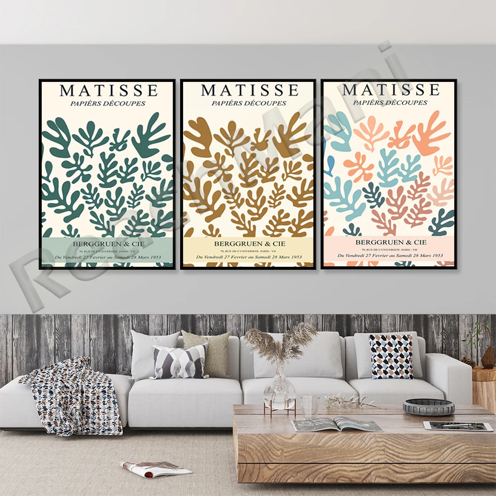 

Matisse Print Set of 3 Abstract, Printable Wall Art, Matisse Exhibition Poster Minimalist, Beige Matisse, Matisse Leaf Art