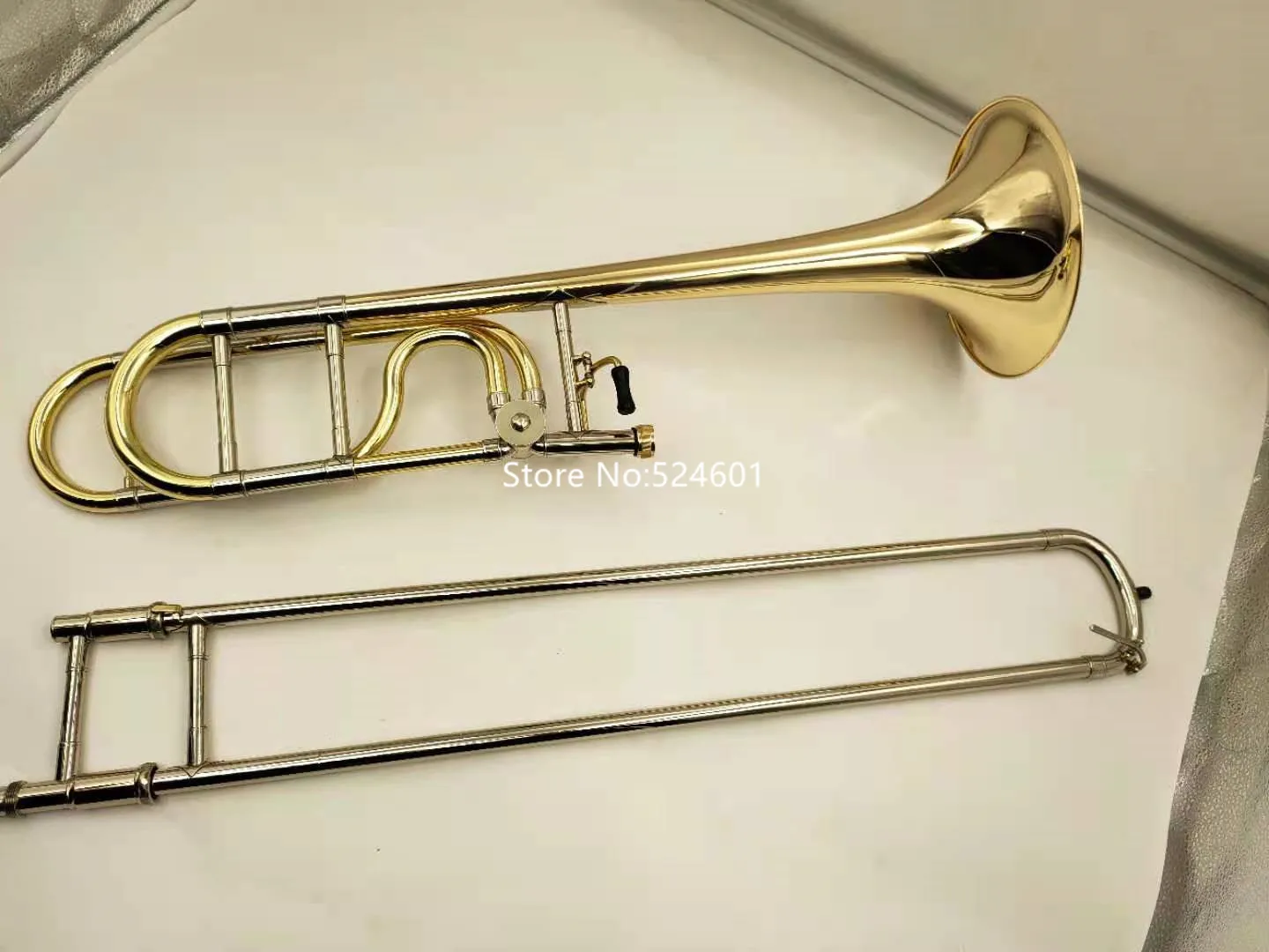 

New Arrival Tenor Bb/F Trombone Gold copper Professional playing musical instruments with shell and mouthpiece Free Shipping