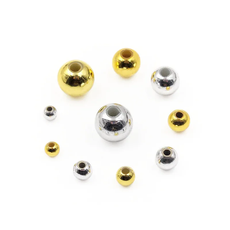 4-10mm Gold Silver Plastic Round Positioning Bead Handmade DIY Jewelry Accessories Hat Bag Clothing Crafts Decoration Material