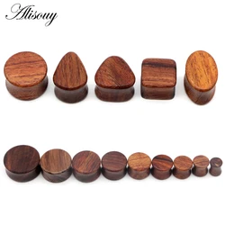 Alisouy 2pcs Wood Flesh Tunnels Ear Plugs Gauges Earrings Double Flared Wooden Ear Expender Stretcher Punk Body Piercing Jewelry