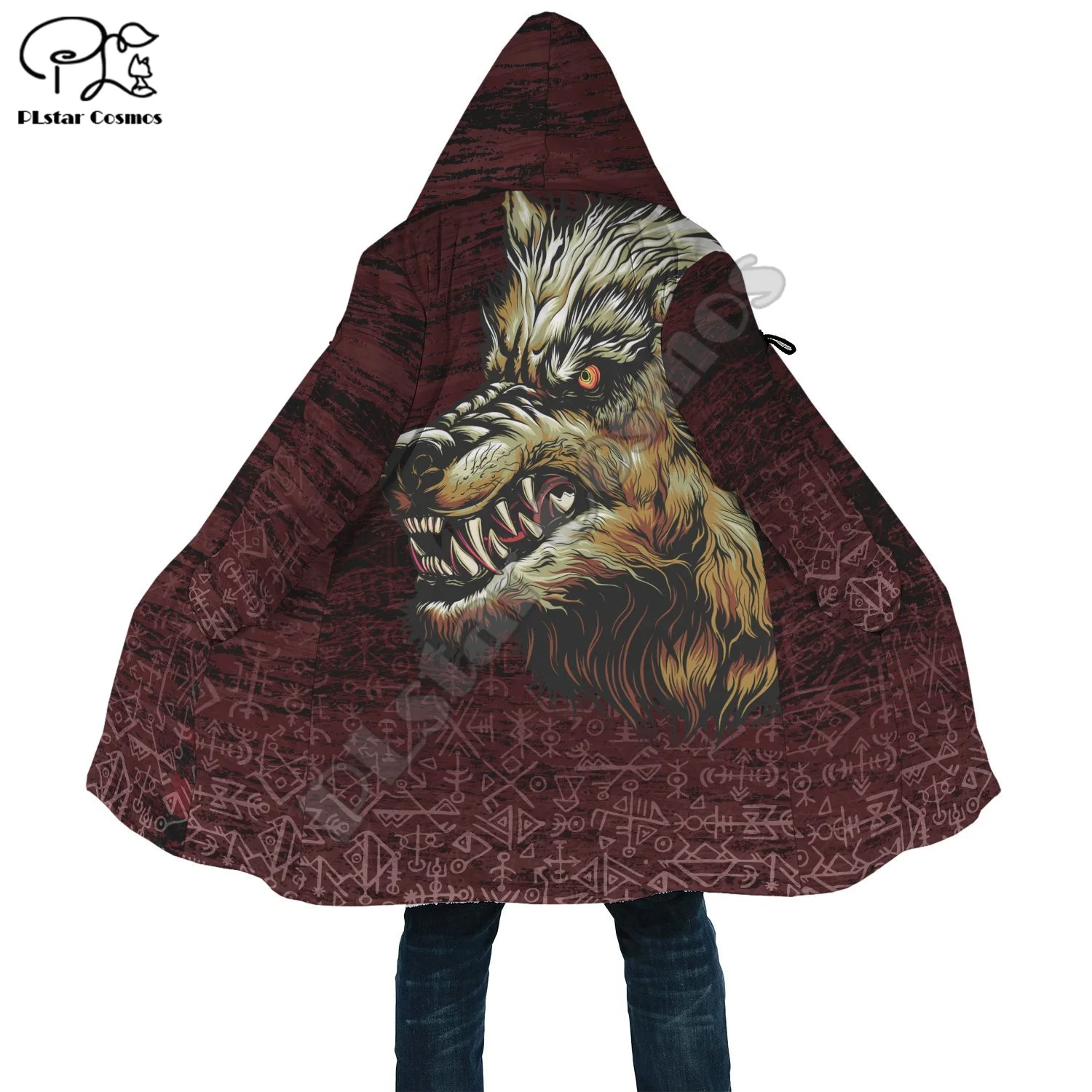 NewFashion God Fenrir Odin Warriors Retro Tattoo Vintage 3DPrint Unisex Windbreaker Hoodies Winter Overcoat Hood Cloak Fleece A1