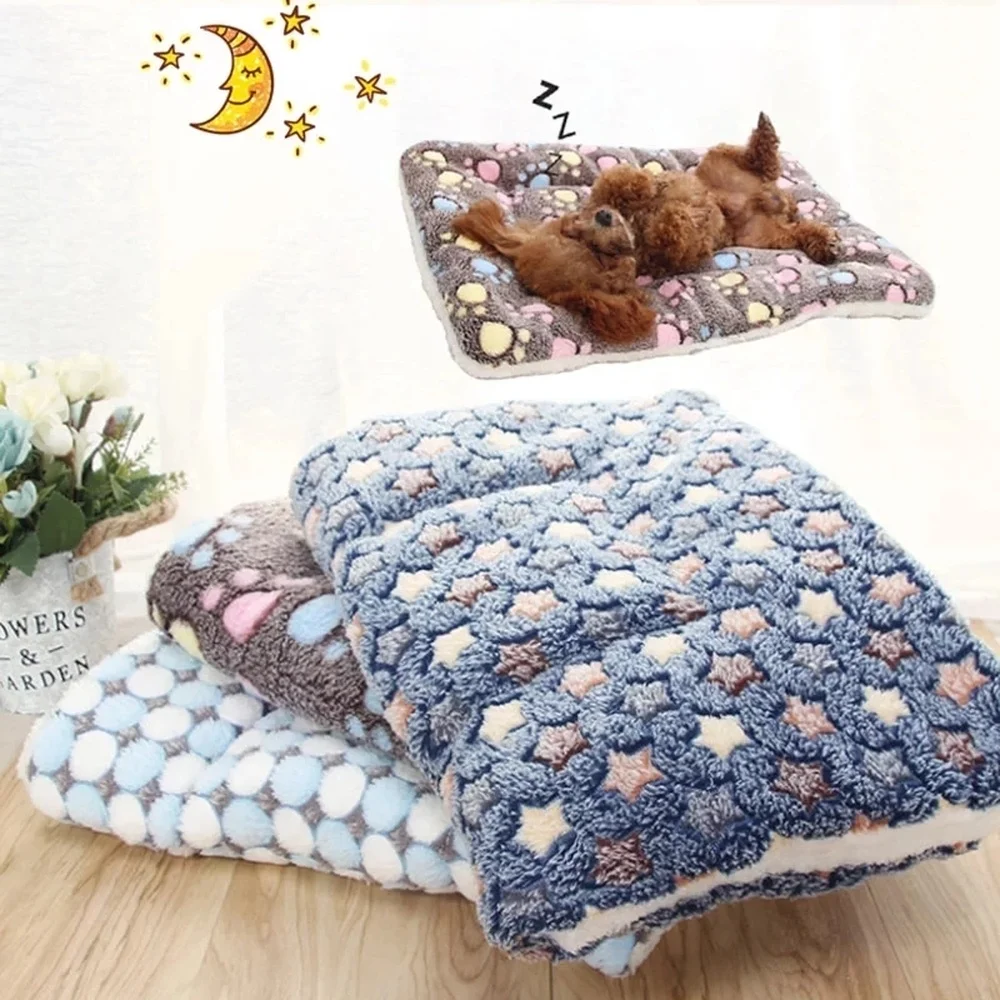 Thickened Flannel Pet Wool Cushion Soft Pet Blanket Cute Patterned Mattress Puppy Dog Cat Sofa Cushion Peace of Mind Sleep Cover view 4