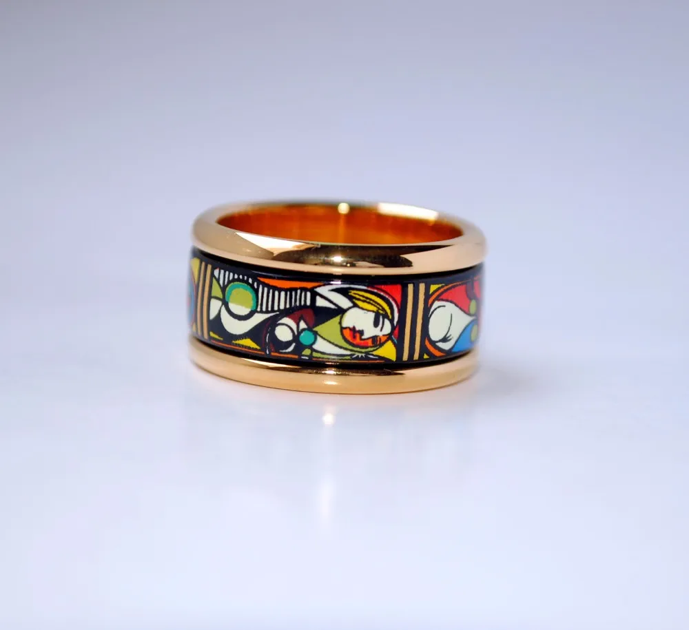 Cloisonne hand-painted enameled ring Austrian style