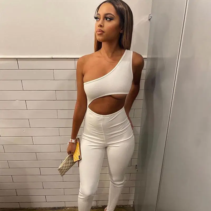 2020 New Summer Women's One-Shoulder Jumpsuit Sexy Cutout Tight Pants High Waist Jumpsuit Elegance Sexy Vacation Outfits Women