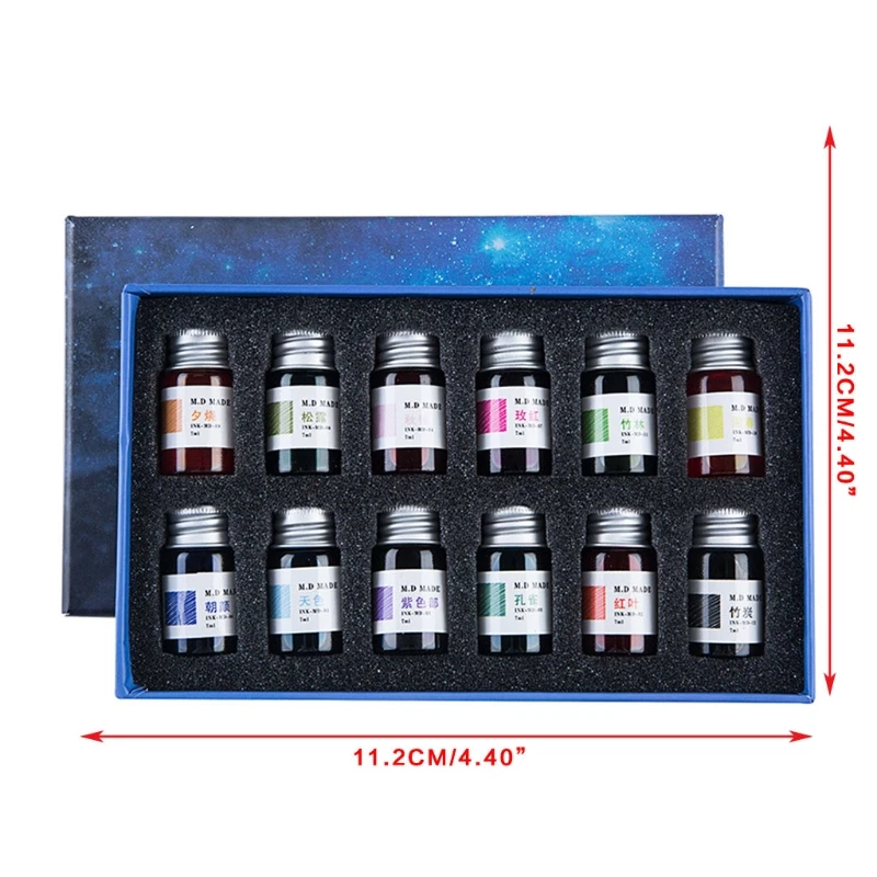 12 Colors Calligraphy Pen Ink 12 Constellation Ink Gold Powder Glass Dip Pen Inks Fountain Pen Writing Signature Artistic Ink