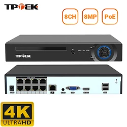 8MP 4K POE NVR H.265 8CH Network Surveillance Video Recorder IP Security Camera CCTV System XMEye ICSee CCTV Camera System P2P