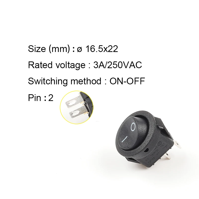 5 Buah KCD1-105 Diameter Kecil Bulat Perahu Rocker Switch Hitam Mini Bulat Hitam Putih Merah 2 Pin ON-OFF Rocker Switch