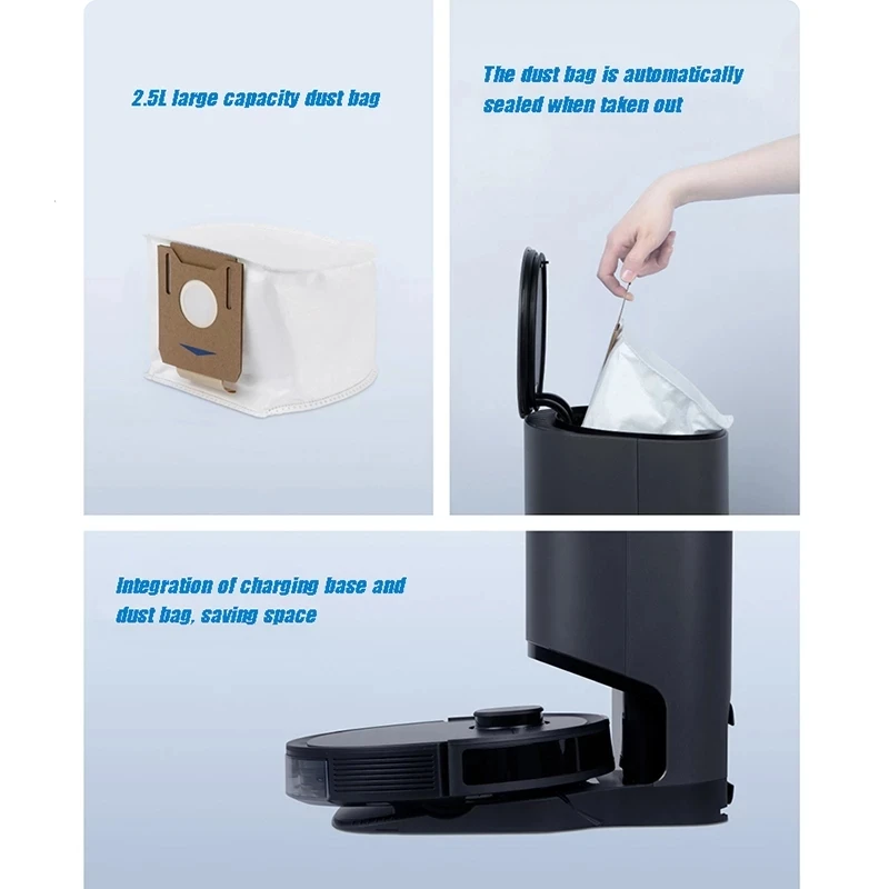 Suku Cadang Filter Kain Pel Sikat Sisi Utama Tas Debu untuk Ecovacs Deepot T9 AIVI T9 PRO T9 MAX T9 Aksesori Penyedot Debu Daya