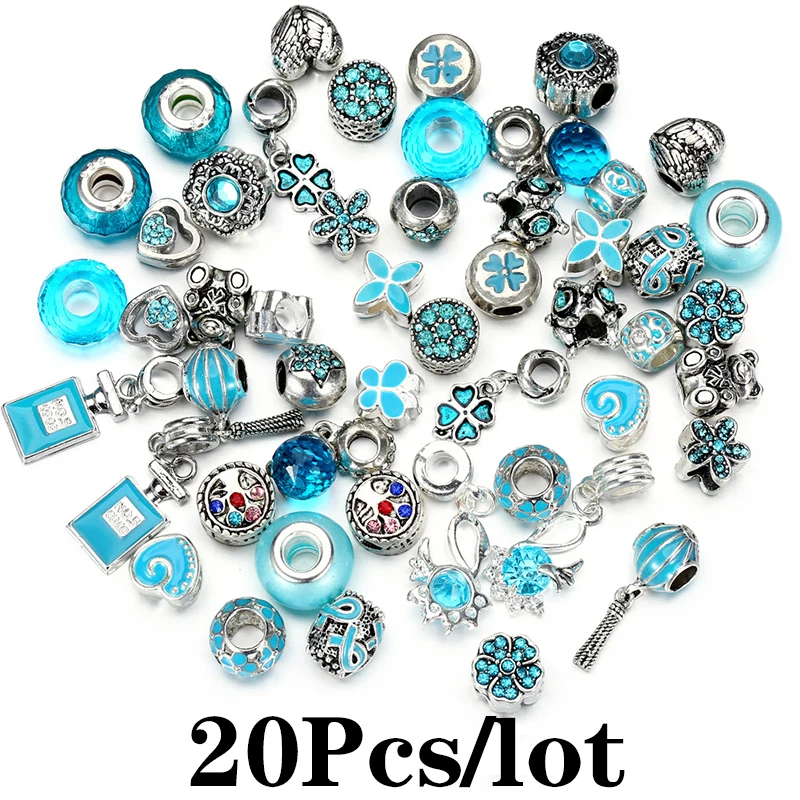 20Pcs/lot 9 Colors Special Offer Mixing Random Shipment Charm Beads Pendant Fit DIY Bracelets For Women Jewelry Making Wholesale