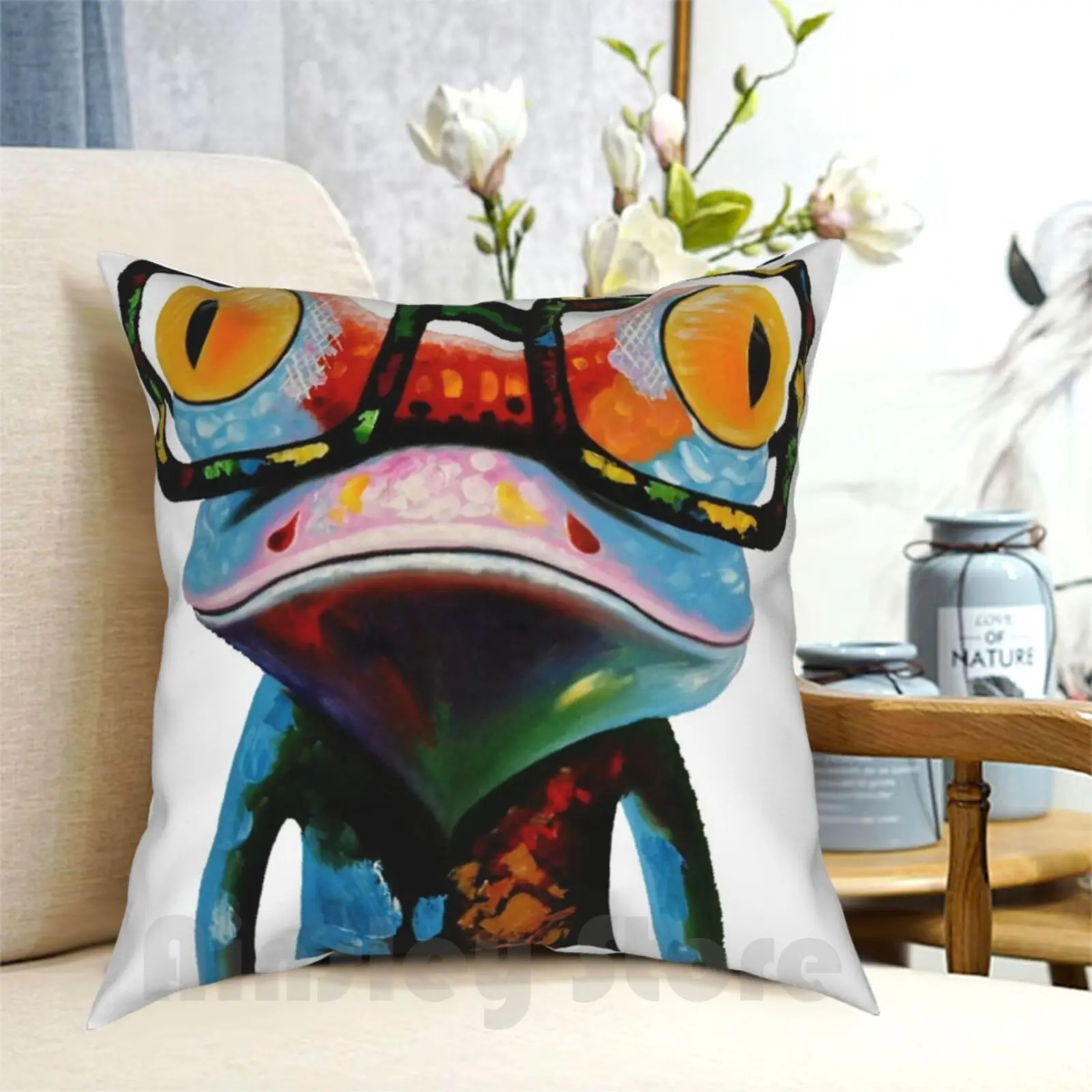 Cling Pillow Case Printed Home Soft DIY Pillow cover Hipster Frog Nerd Glasses Hipster Frog Nerd Glasses Glasses Tree