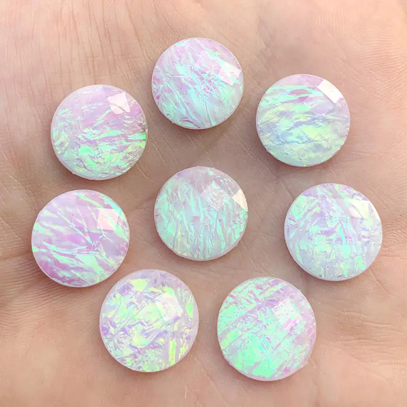 15pcs 16mm Faux Opal Resin Cabochons for Bling Beaded -A43