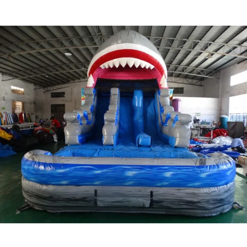 Latest design Shark PVC material Inflatable Slide Bouncy Slide  Inflatable Water Slide for kids