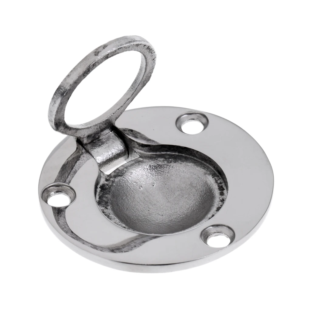 Boat Marine Stainless Round Flush Fitting Lift Ring Hatch w/ Pull Handle