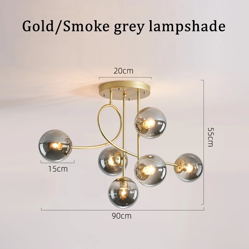 Moderne Scandinavische plafondlamp LED Goud glazen plafondlamp voor Thuis Woonkamer Eetkamer Keuken Slaapkamer glans metaal Glazen Bol Hang