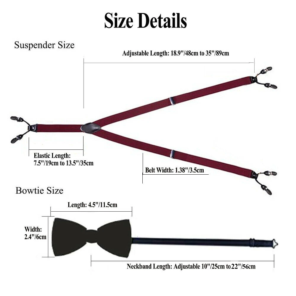 Luxury Silk Adult Men\'s Suspenders Metal 6 Clips Braces Bow Tie Hanky Cufflinks Male Wedding Party Vintage Elastic Adjustable