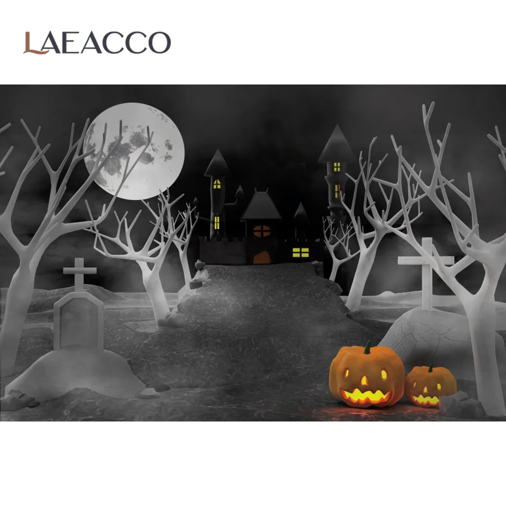 Halloween Background For Photography Full Moon Night Black Forest Cemetery Family Shoot Photo Backdrop Photocall Photo Studio