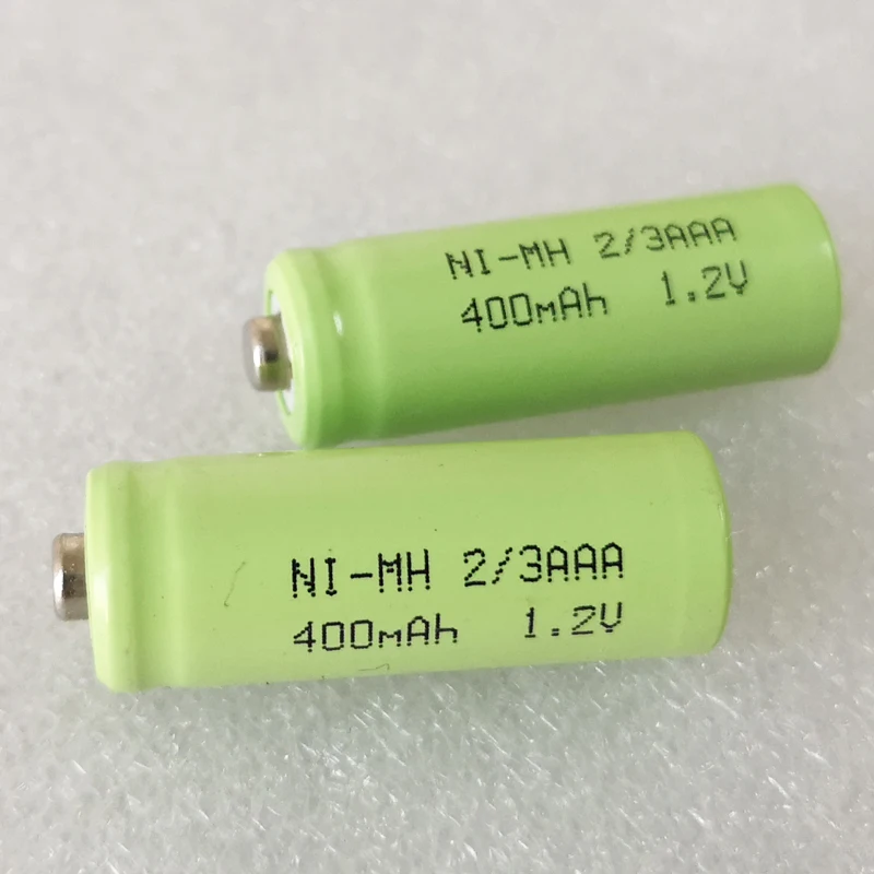 US 400mah 1.2V 2/3AAA ni-mh rechargeable battery 2/3 AAA nimh cell with NO soldering tabs pins for LED solar light