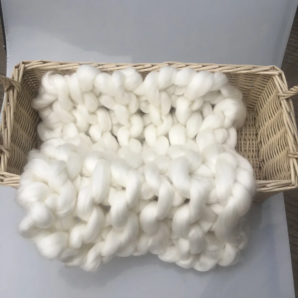 Hand Knitting Soft Baby Photography Blanket Super Thick Wool Chunky Blanket Newborn Basket Filler Newborn Photography Props