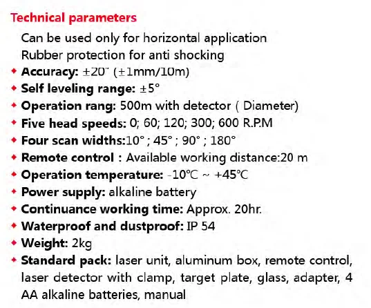 Heipoe  400m 360 rotary laser 3D red beam self-leveling Rotating Laser Level