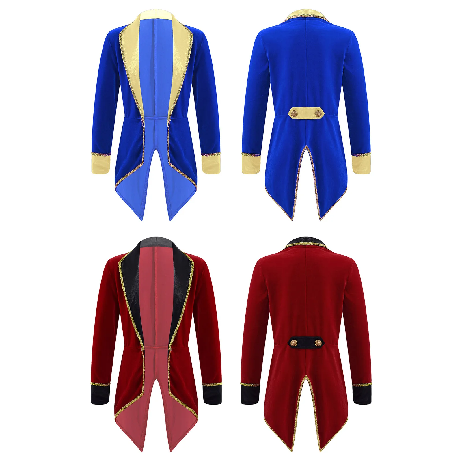 Kid Girls Boys Ringmaster Circus Theme Party Cosplay Costumes Coat Jacket Tuxedo Cloak for Holiday Carnival Dress Up Clothes