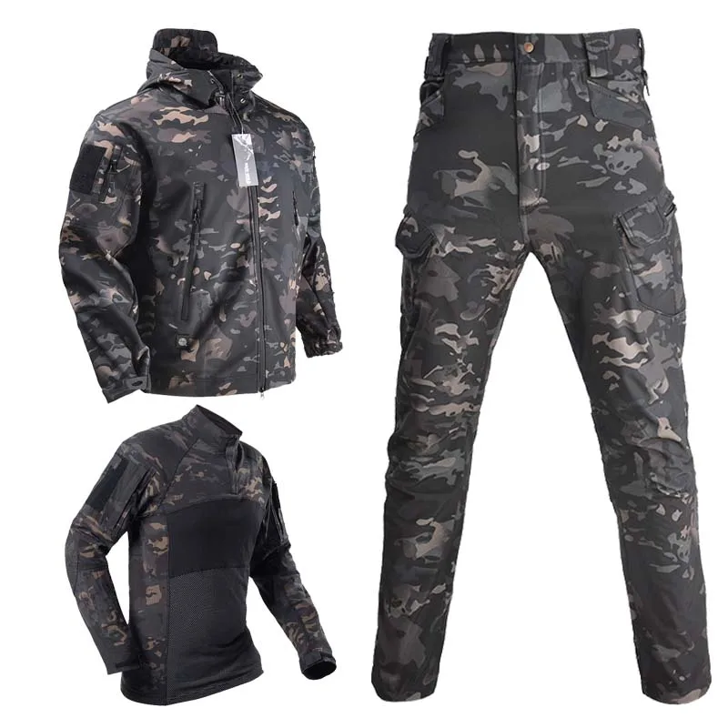 Man Uniform Camo Airsoft Tactical Jacket Pants Clothing Set ACU CP  Suit Combat Jacket &Pants&Shirts Set New