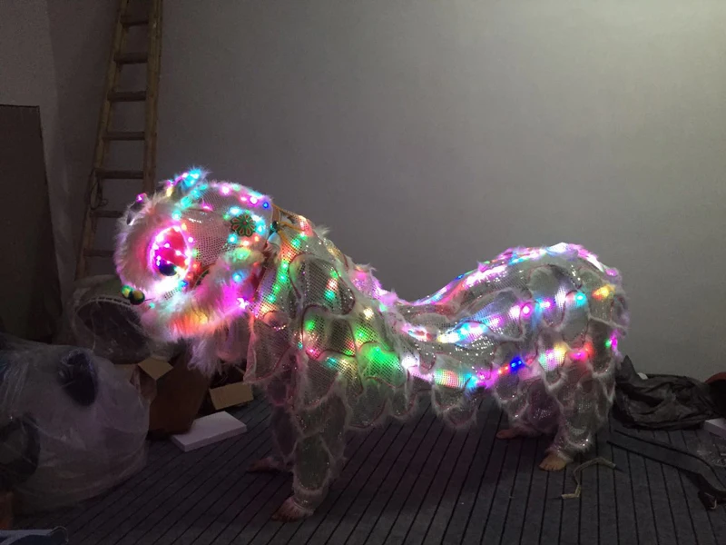 chinese folk dance show costumes Colourful led light white lion costume party event cosplay costume