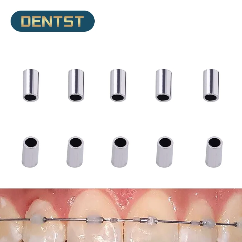 50 sztuk ortodontyczne mini crimpable zatrzymuje się na wsporniku archwire Dental aparat ortodontyczny ortodontyczne przewody 25 sztuk 0.5mm,25